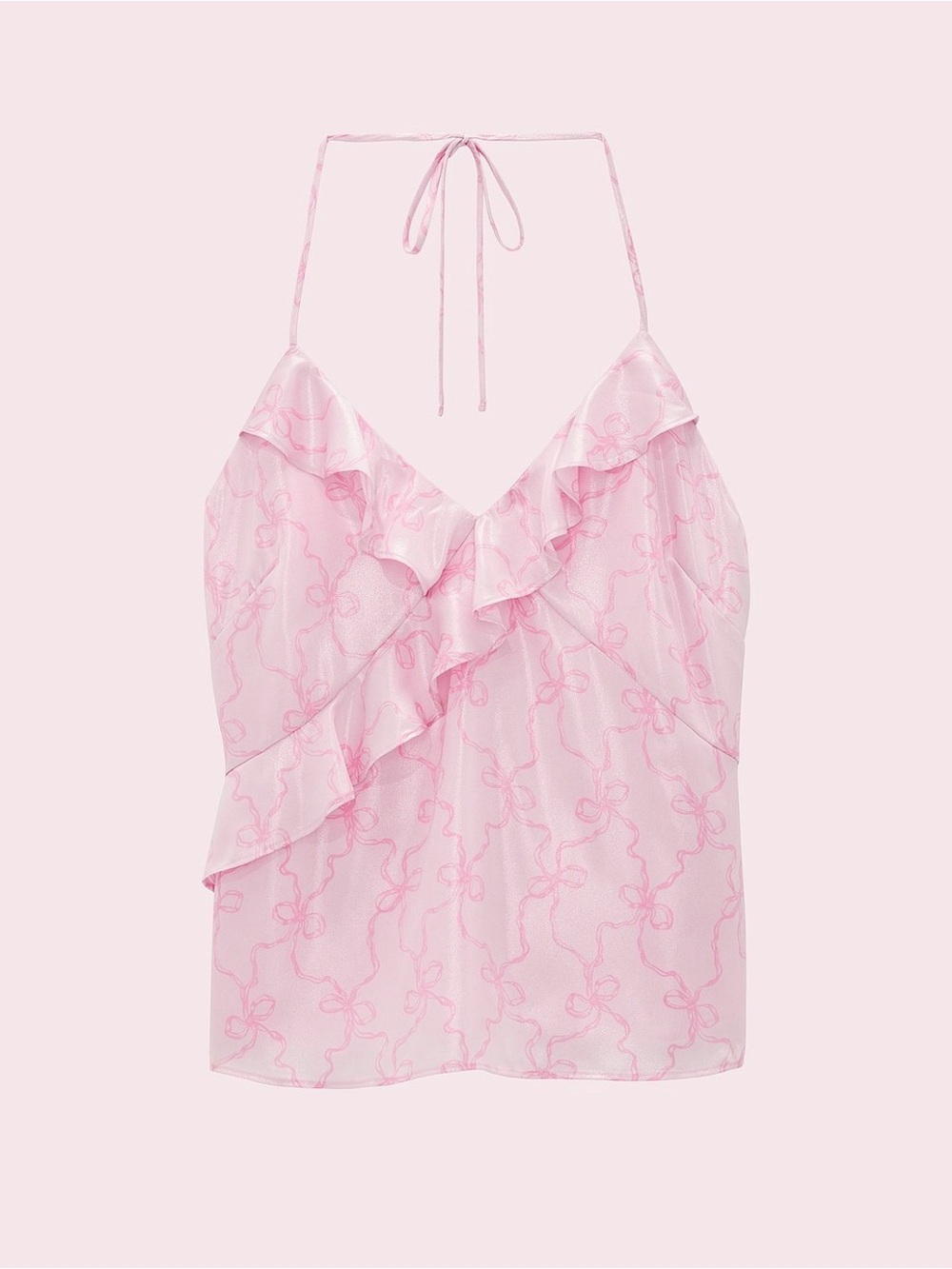 PINK Victoria's Secret Sheer Pink Ruffle Halter Cami